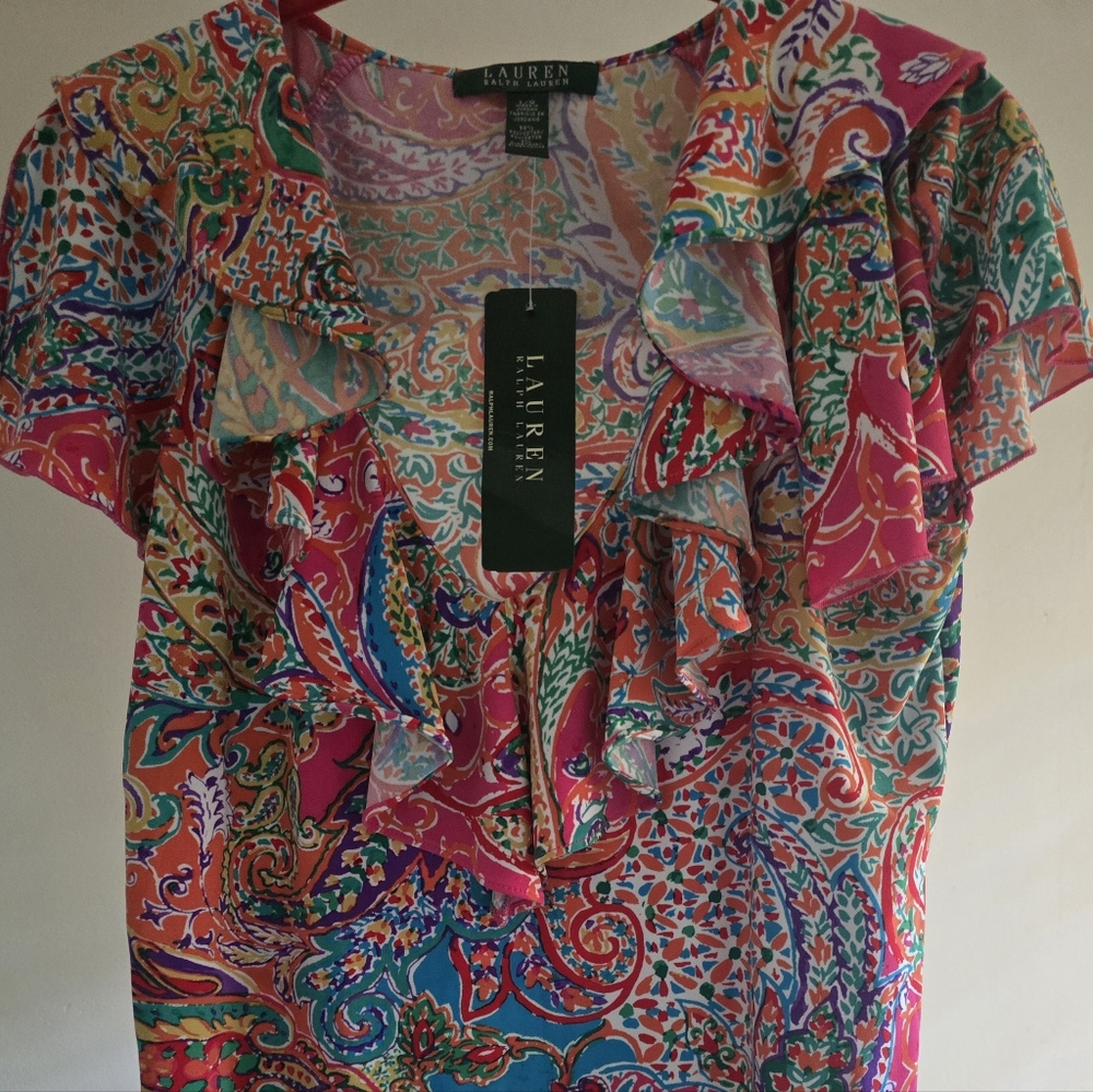 NWT LRL  Multicolor Paisley Shirt